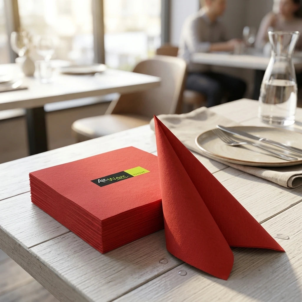 Tovagliolo Rosso Airwave cm. 33X33 - 1200  pz. | Vorrei che i prodotti selezionati siano ambientati in un bel ristorante luminoso e realistico, sono tutti tovaglioli monouso in carta pertanto non devono assolu