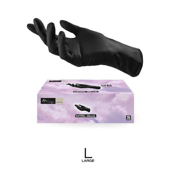 Guanti in nitrile nero senza polvere Taglia L in pacchetto da 100 pz. - Cartone da 12 pz.