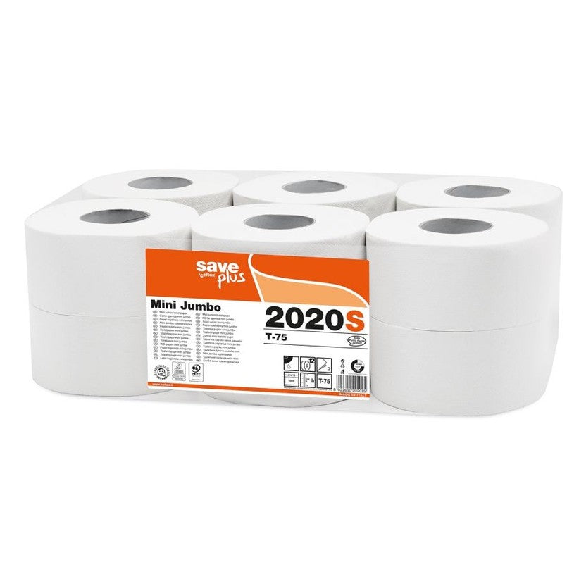 Rotolo carta igienica baby jumbo doppio velo IDROSOLUBILE - Imballo da 12 pz.