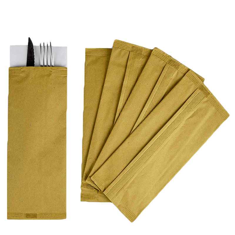 Busta portaposate Airwave in carta paglia con tovagliolo cm. 38x38 – 1000 pz.