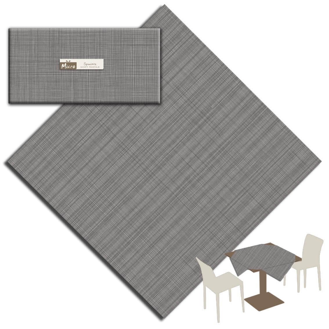 Tovaglia Gaia Grigio Micro cm. 100X100 - 80 pz.