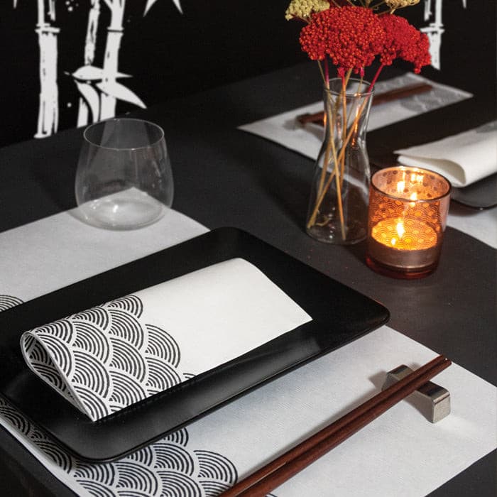 Tovagliolo Oriente Nero Onda Airwave cm. 40x40 - 800 pz.